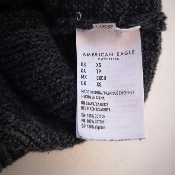 American Eagle Men's Size XS Full Zip Dark Grey Sweater - Picture 6 of 13